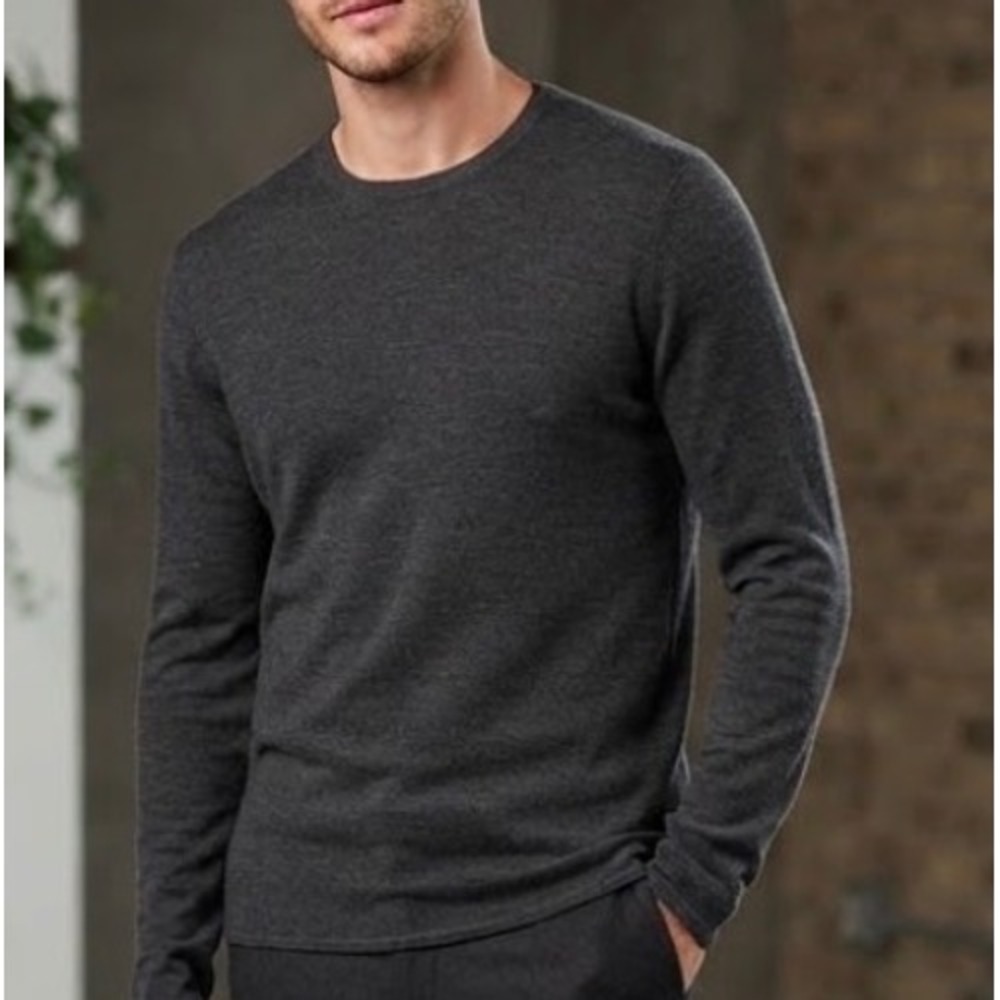 Bonobos Mens Slim Fit Charcoal Gray Extra Fine Merino Wool Silk Blend Sweater M